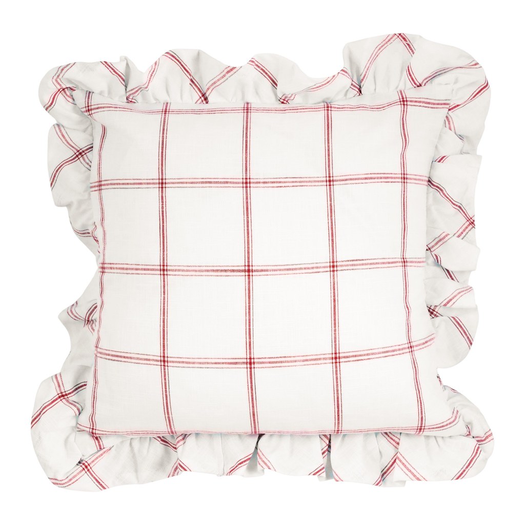 Housse de coussin Alma - Blanc / Rouge - 45 x 45 cm