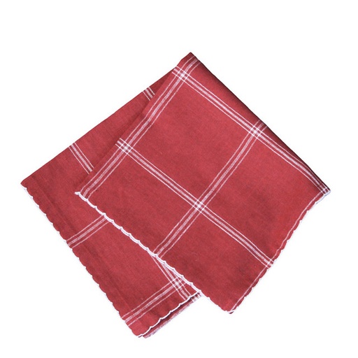 [423204] Serviette de table Alma Rouge/Blanc