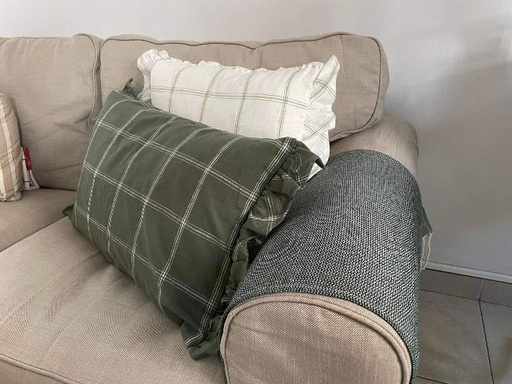 [423505] Housse de coussin Alma - Vert / Blanc - 40 x 60 cm