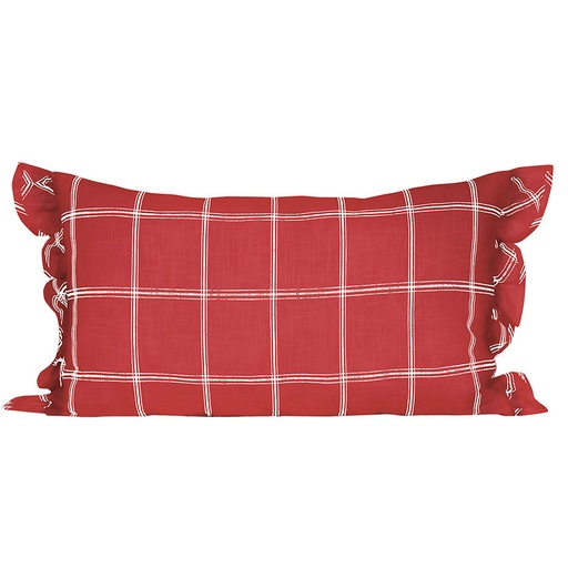 Housse de coussin Alma - Rouge / Blanc - 40 x 60 cm